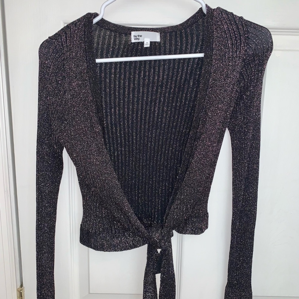 Revolve dark purple tie sweater